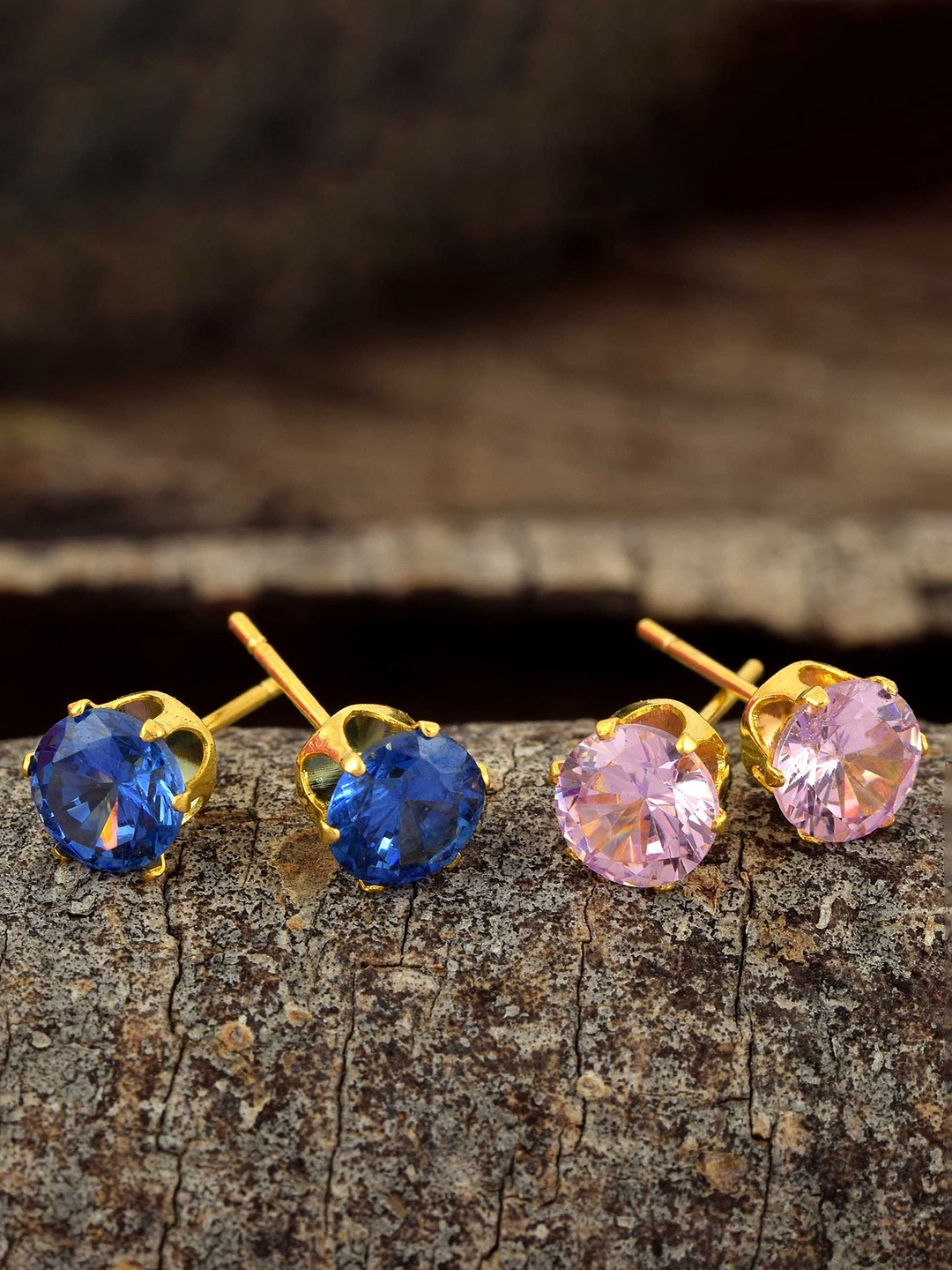 

MEMOIR Set Of 2 Gold-Plated Contemporary Studs Earrings