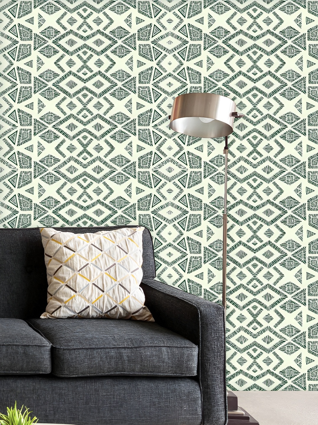 

ArtzFolio Printed UV-Resistant Anti-Bacterial Grey White Geometric Pattern Peel & Stick Wallpaper, Multi