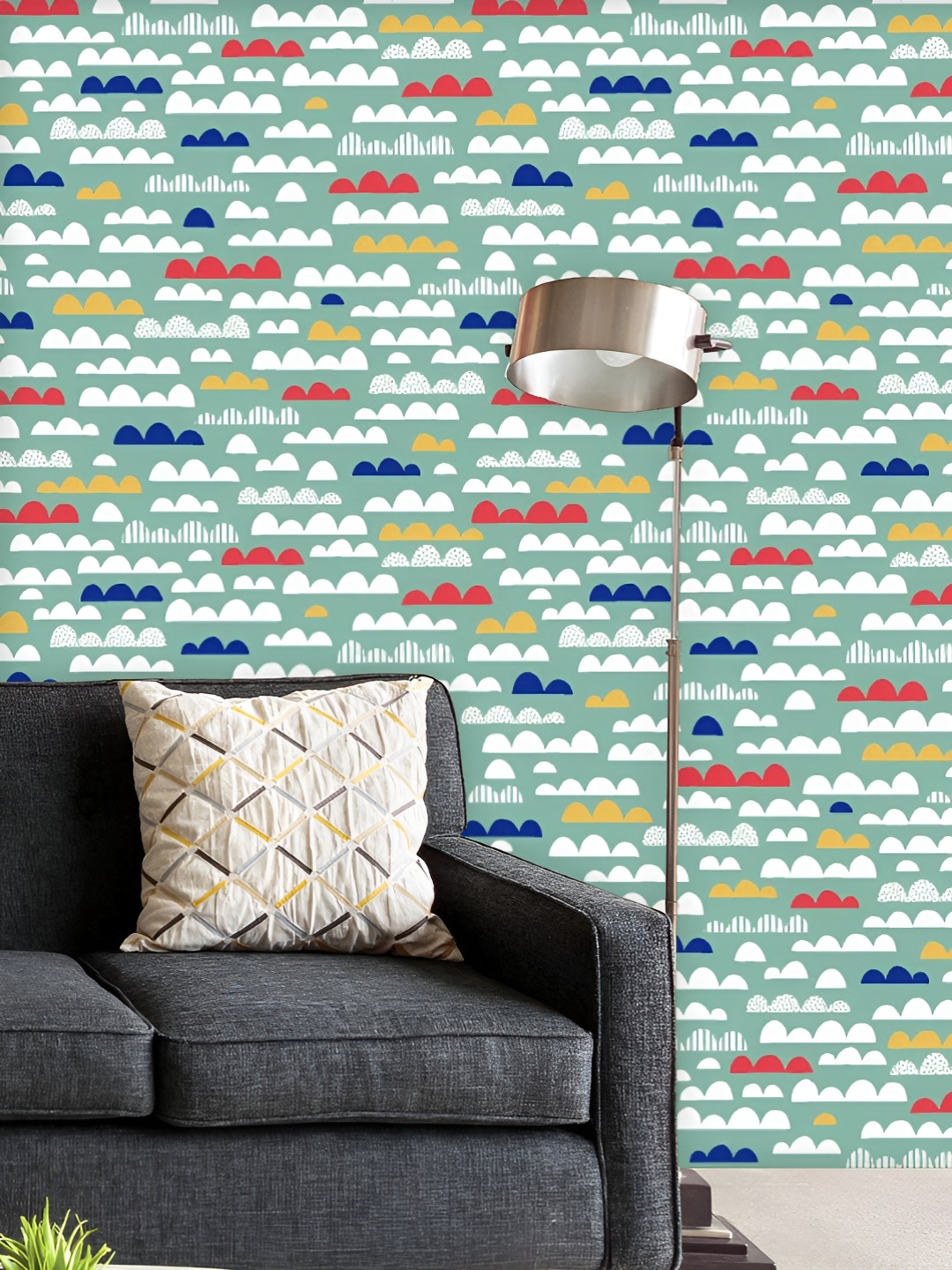 

ArtzFolio Printed UV-Resistant Anti-Bacterial Colorful Clouds Nursery Peel & Stick Wallpaper, Multi