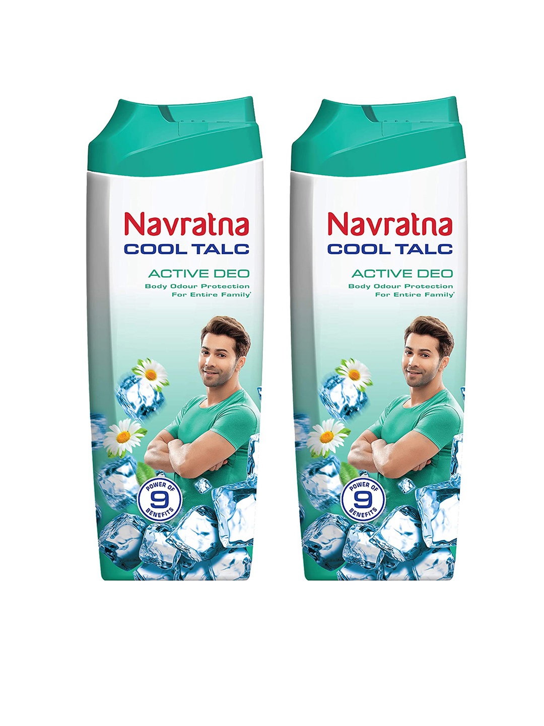 

Navratna Set of 2 Active Deo Cool Talc - 400g each, Green