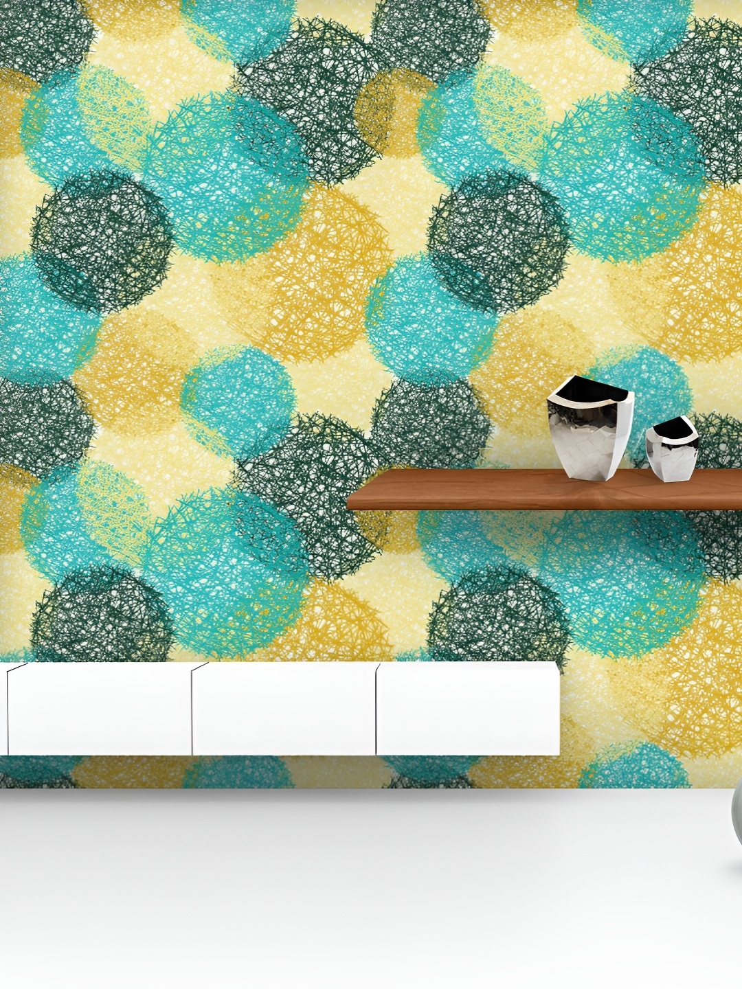 

ArtzFolio Printed UV-Resistant Anti-Bacterial Colored Circles From Lines Peel & Stick Wallpaper, Multi