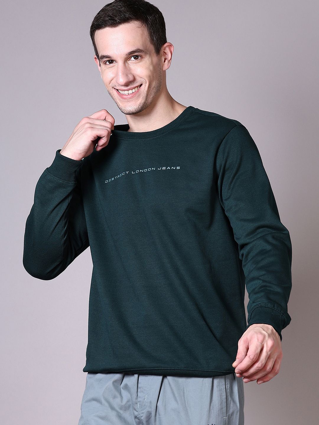 

V-Mart Men Printed Pullover Sweatshirt, Green