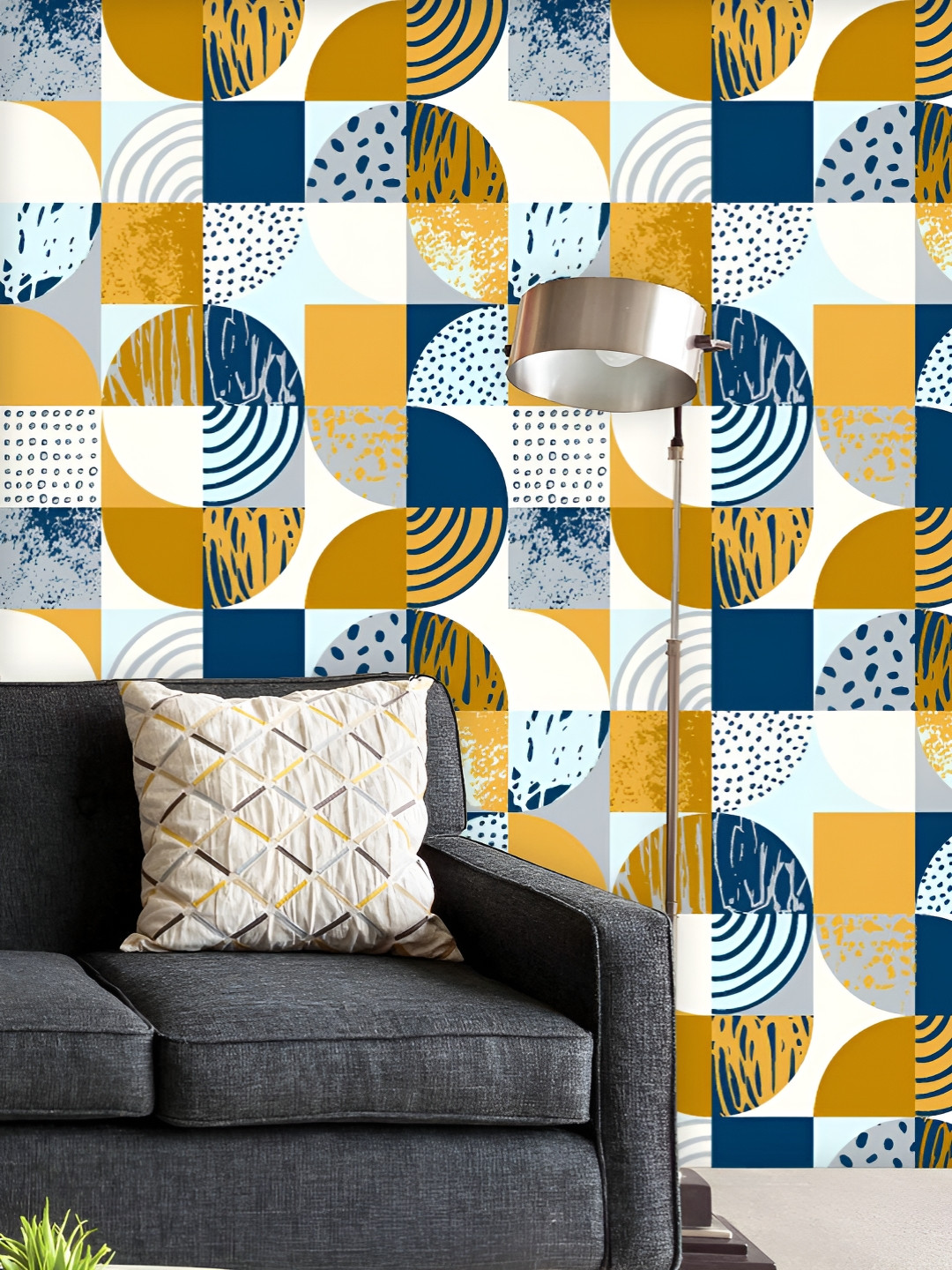 

ArtzFolio Printed UV-Resistant Anti-Bacterial Geometric Pattern Peel & Stick Wallpaper, Multi