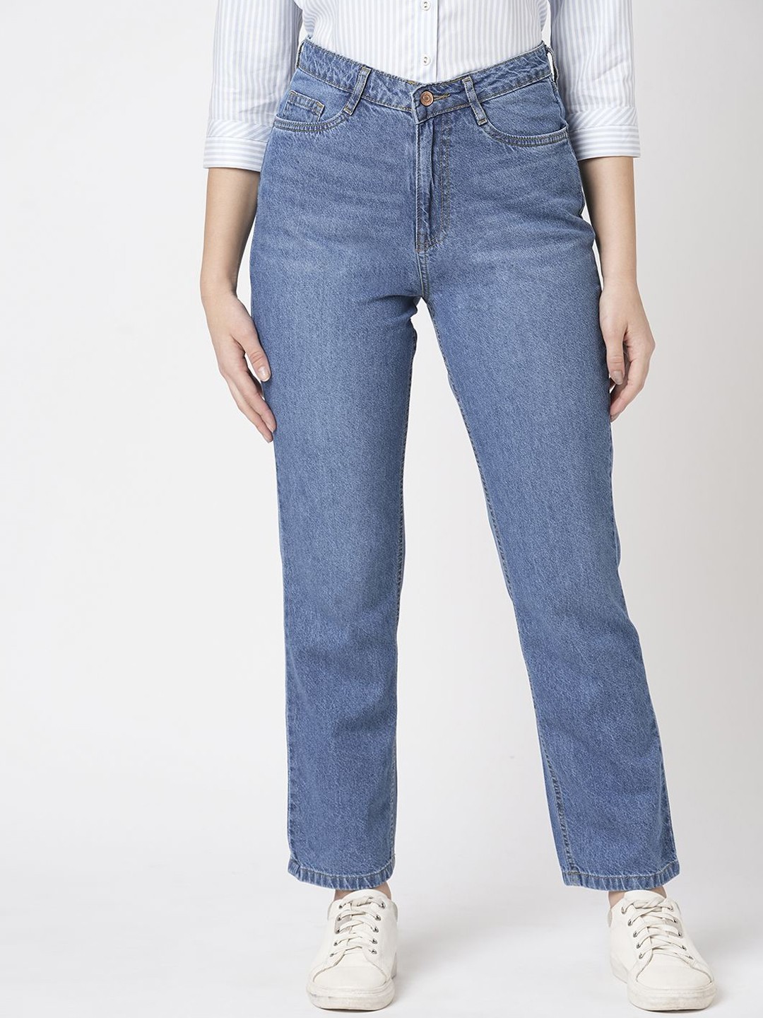 

Kraus Jeans Women Cotton Relaxed Fit High-Rise Jeans, Blue