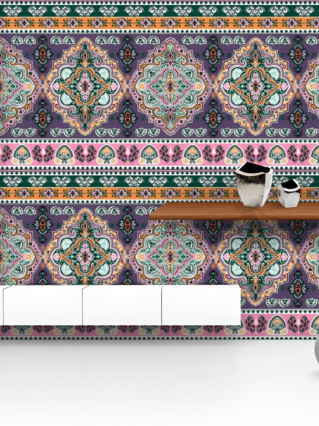 

ArtzFolio Purple & Green Printed UV Resistant Wallpaper