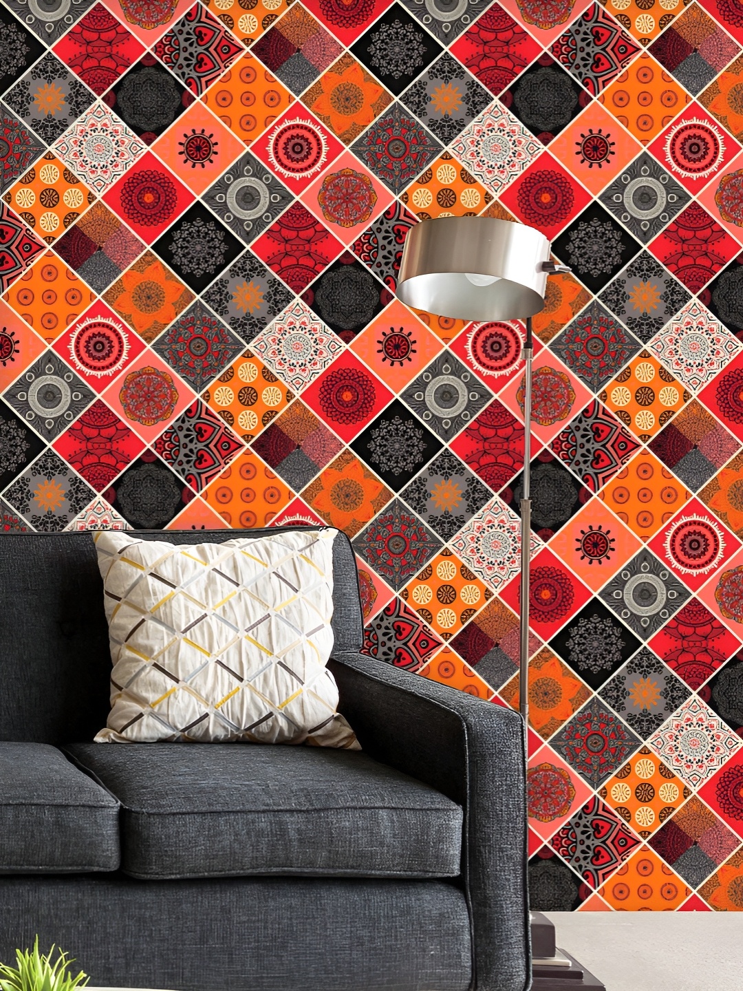 

ArtzFolio Black & Red Printed UV Resistant Wallpaper