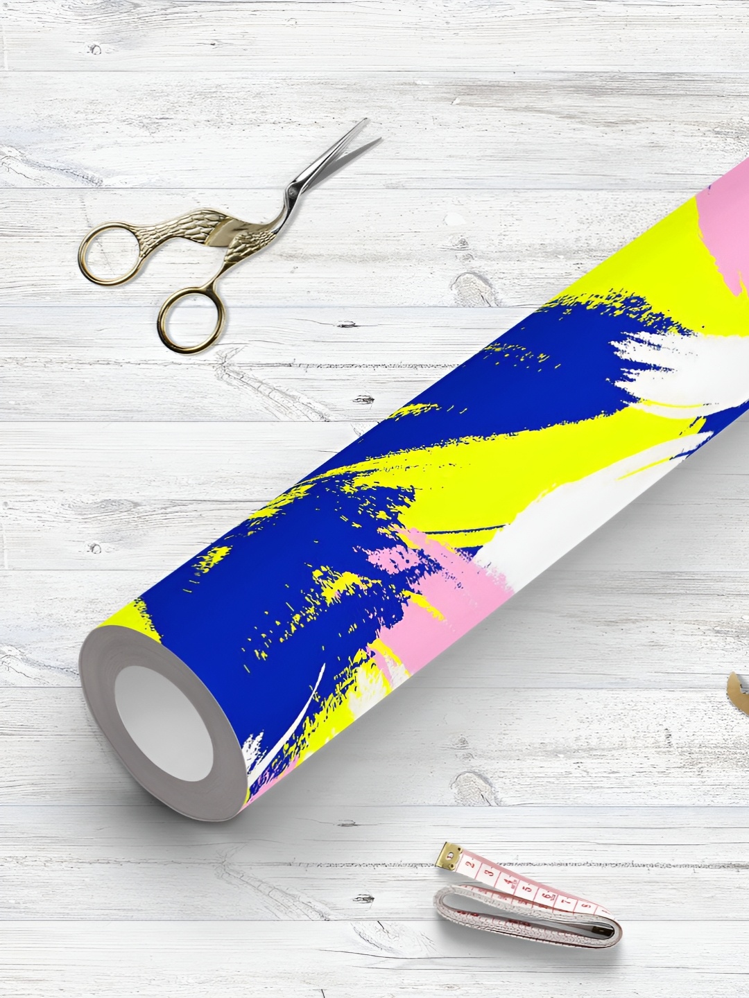 

ArtzFolio Blue & Yellow Abstract Printed UV Resistant Wallpaper