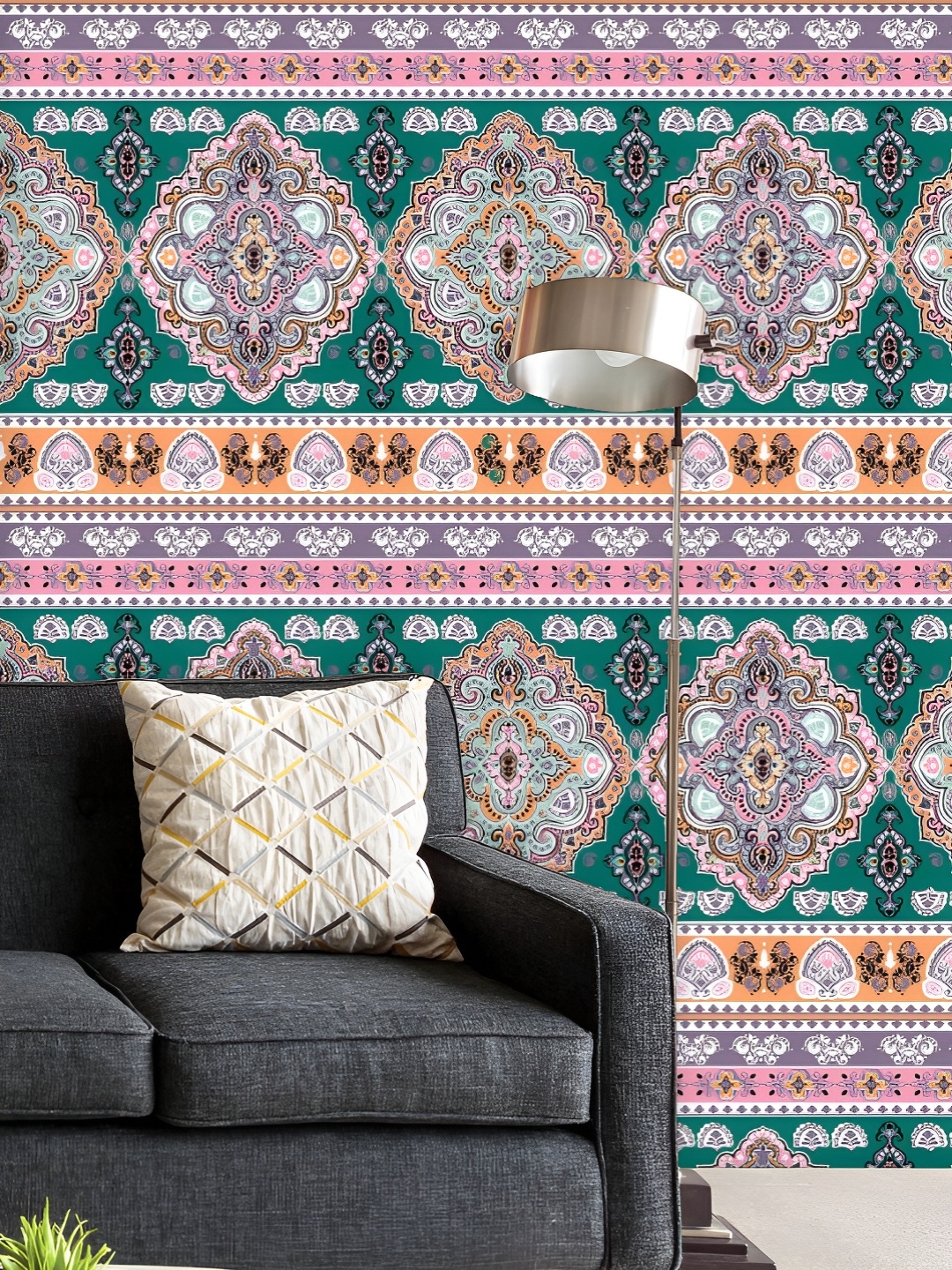 

ArtzFolio Green & Pink Printed UV Resistant Wallpaper