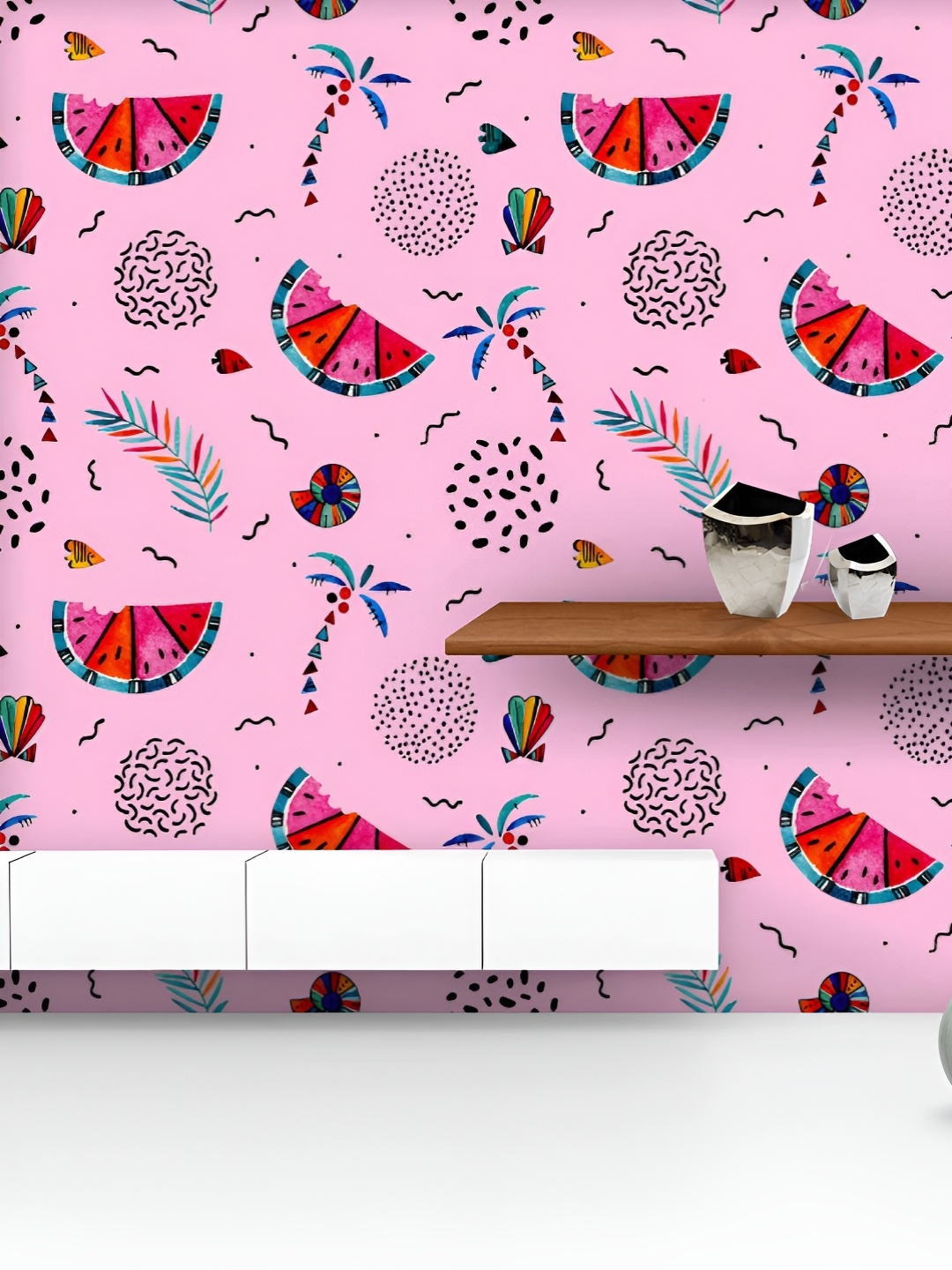 

ArtzFolio Printed UV-Resistant Anti-Bacterial Abstract Memphis Geometric Shapes Peel & Stick Wallpaper, Multi