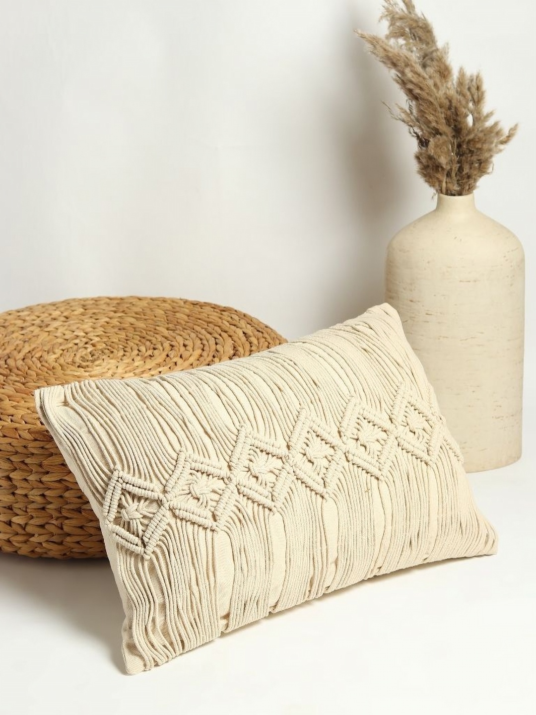 

Art Avenue Off White Self Design Cotton Rectangle Cushion Covers