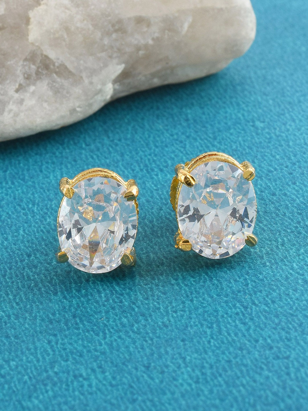 

MEMOIR Gold-Plated Contemporary Stone Studded Studs