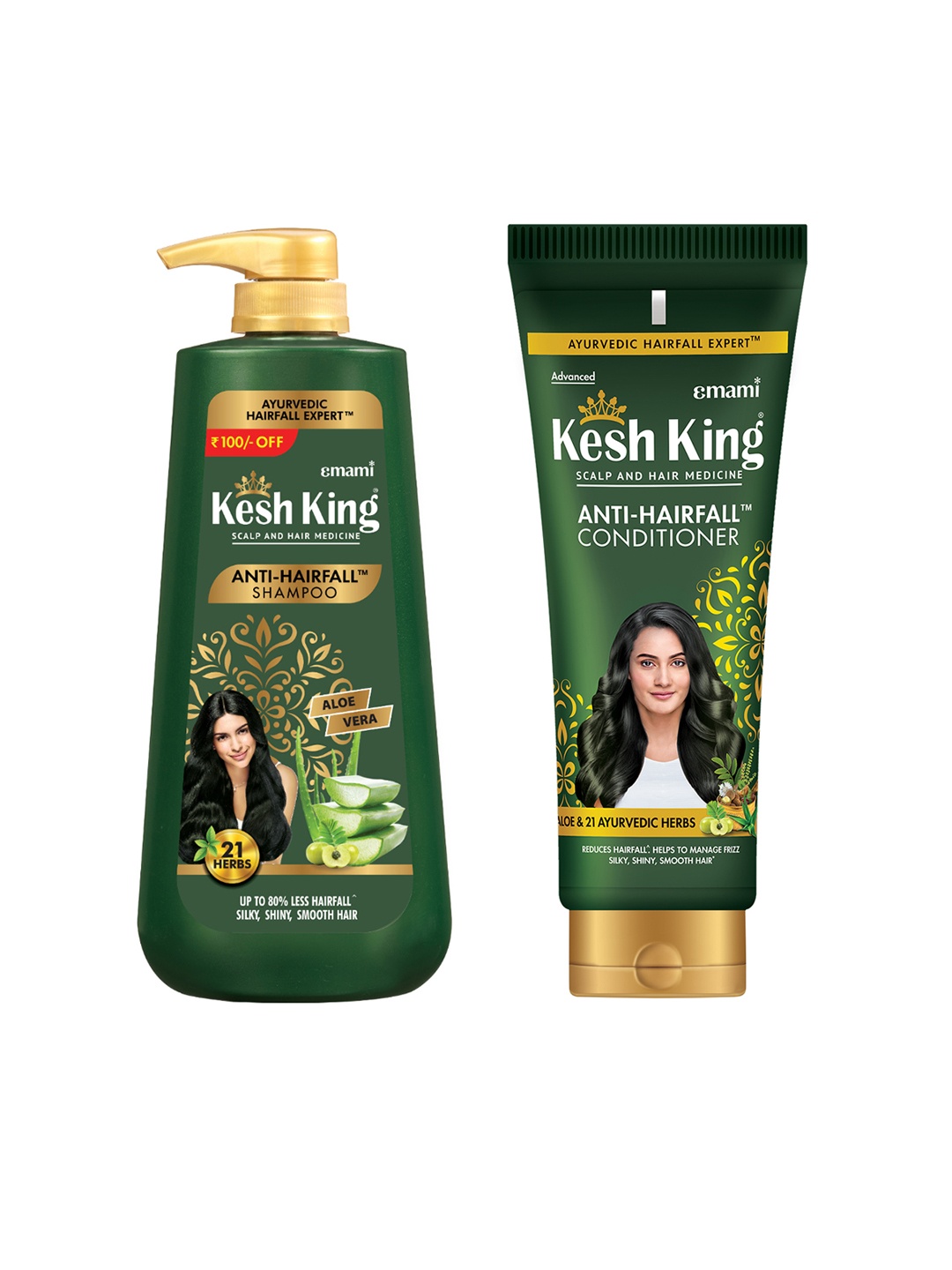 

Kesh King Set of Anti-Hairfall Shampoo 1000ml & Conditioner 200ml, Green