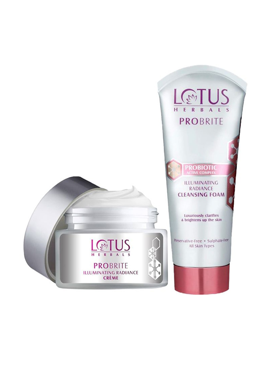 

Lotus Herbals Set Of 2 Probrite Illuminating Radiance Cream With Cleansing Foam Combo, White