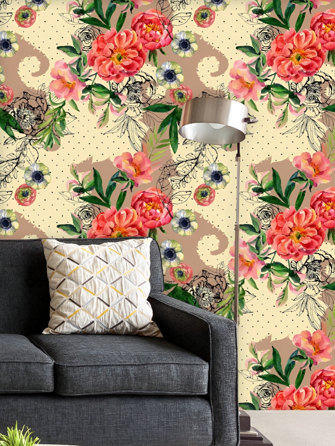 

ArtzFolio Printed UV-Resistant Anti-Bacterial Watercolor Floral Pattern Peel & Stick Wallpaper, Multi