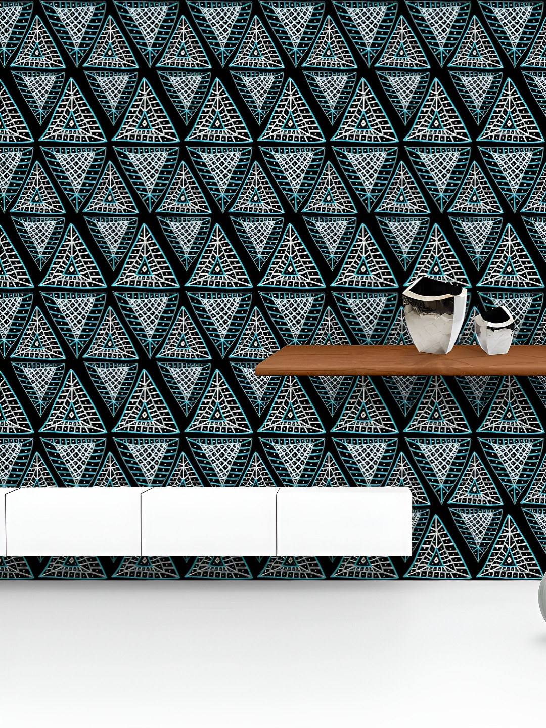 

ArtzFolio Printed UV-Resistant Anti-Bacterial Ethnic Geometric Triangles Peel & Stick Wallpaper, Multi