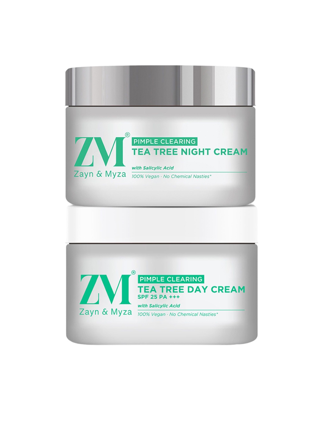 

ZM Zayn & Myza Set Of 2 Tea Tree Day & Night Cream Combo For Acne - 50 g Each, Transparent