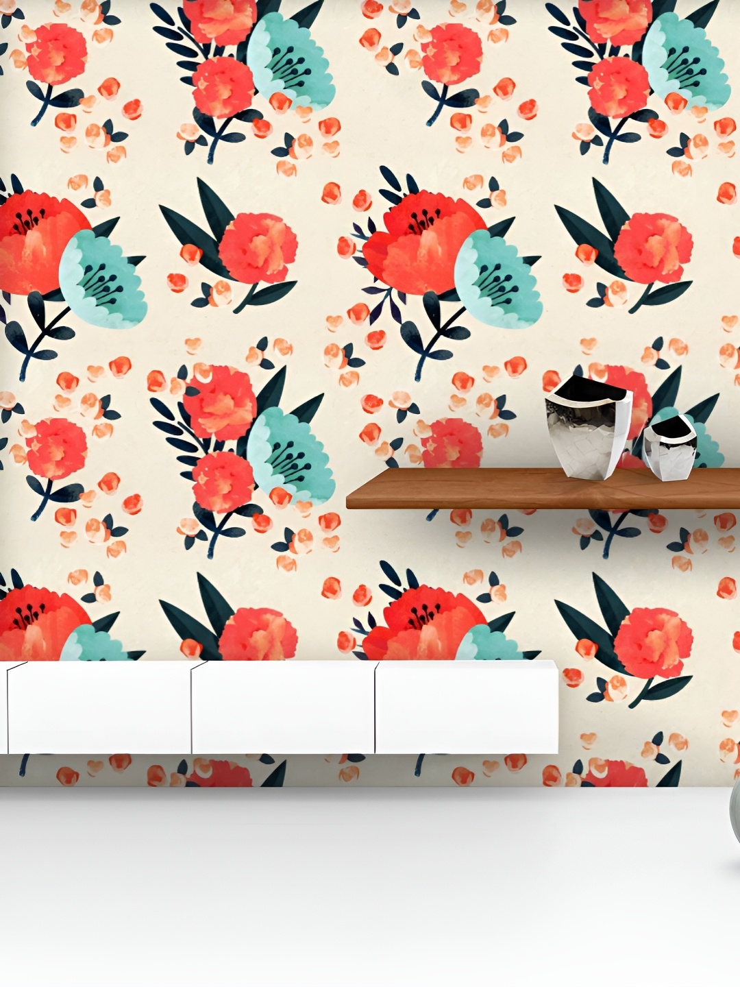 

ArtzFolio Printed UV-Resistant Anti-Bacterial Floral Botanical Pattern Peel & Stick Wallpaper, Multi