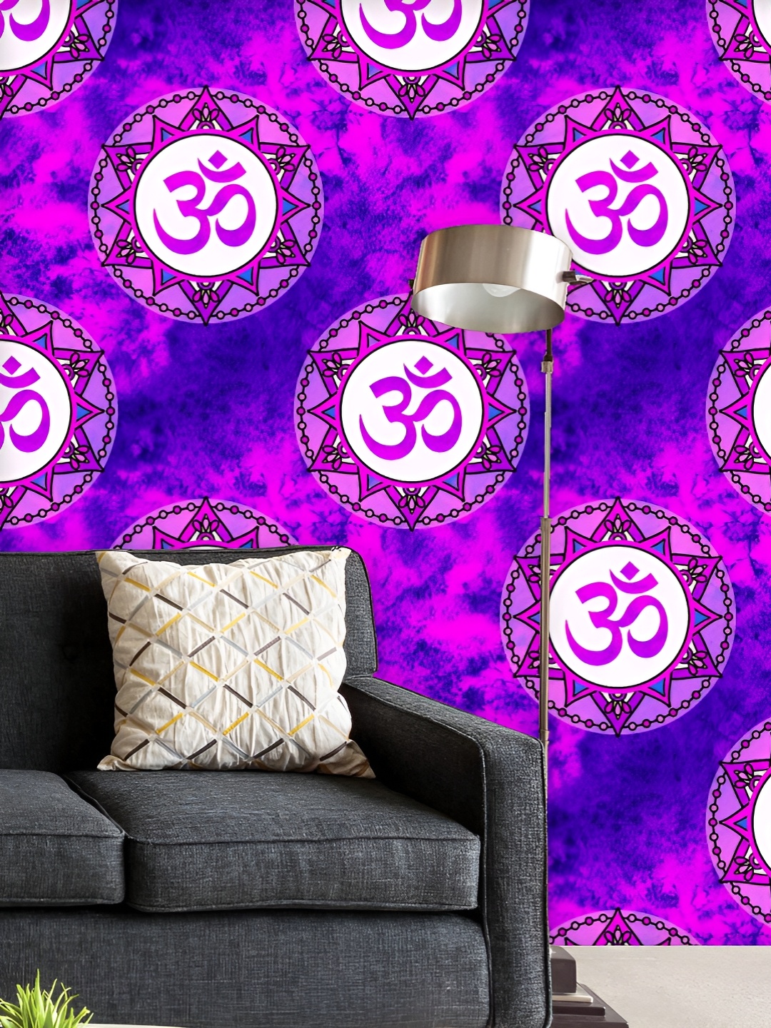 

ArtzFolio Printed UV-Resistant Anti-Bacterial Grunge Mystic Hindu Om Peel & Stick Wallpaper, Multi