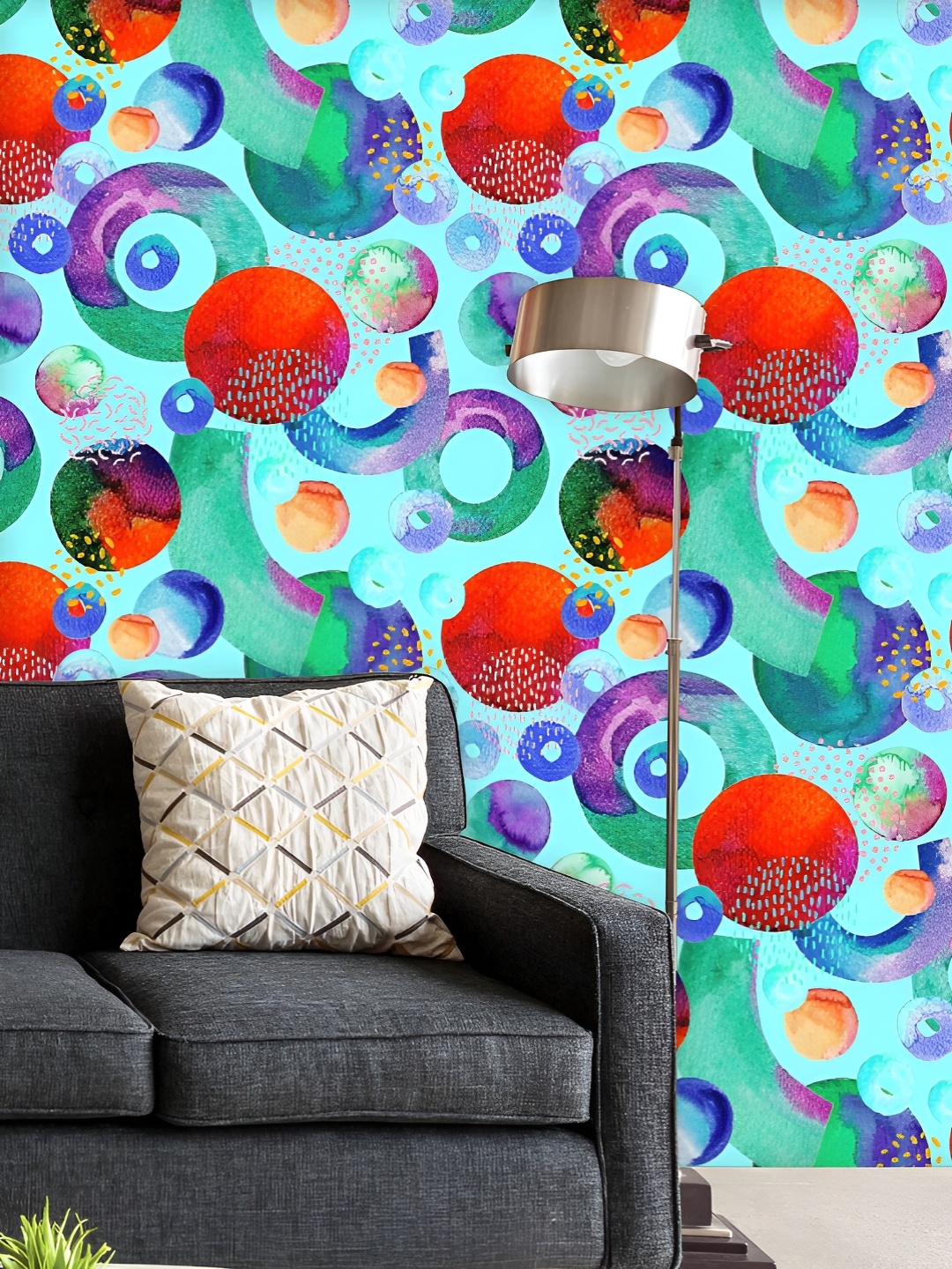 

ArtzFolio Printed UV-Resistant Anti-Bacterial Artistic Watercolor Shapes Peel & Stick Wallpaper, Multi