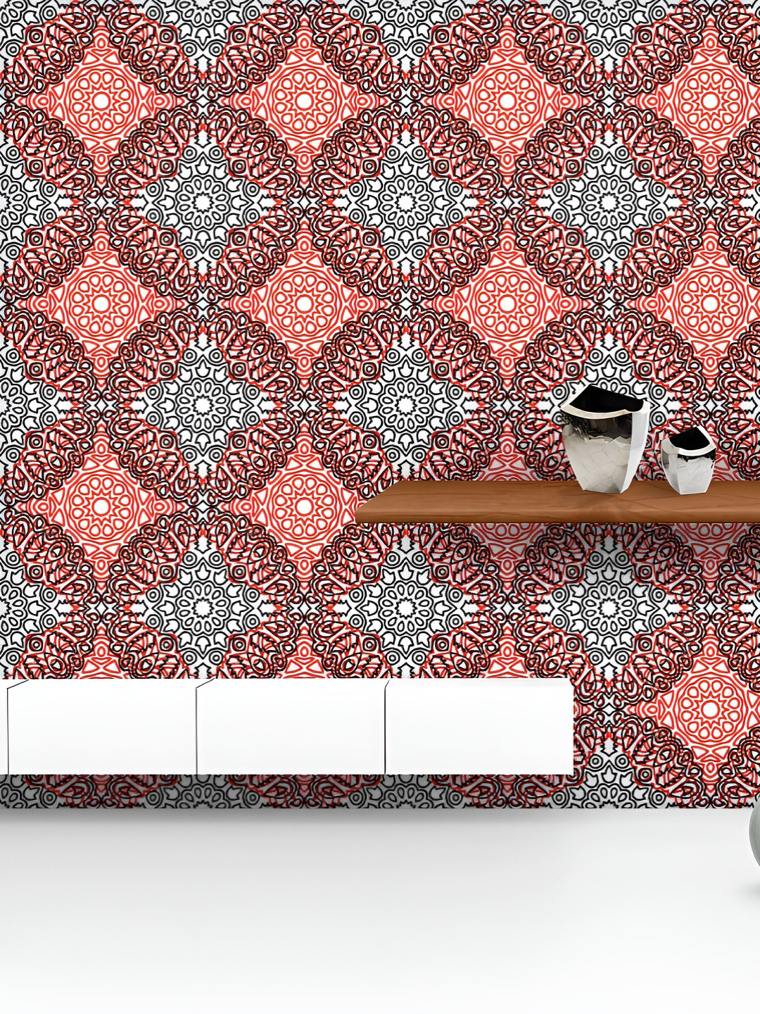 

ArtzFolio Printed UV-Resistant Anti-Bacterial Ethnic Orient Mandala Peel & Stick Wallpaper, Multi