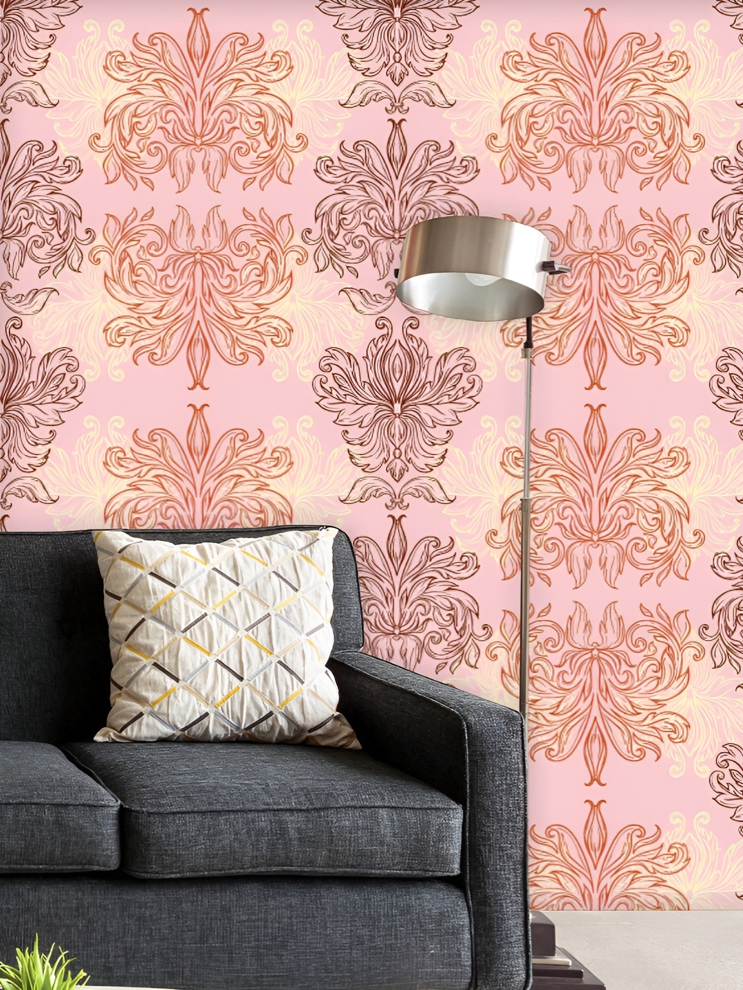 

ArtzFolio Printed UV-Resistant Anti-Bacterial Vintage Retro Damask Peel & Stick Wallpaper, Multi