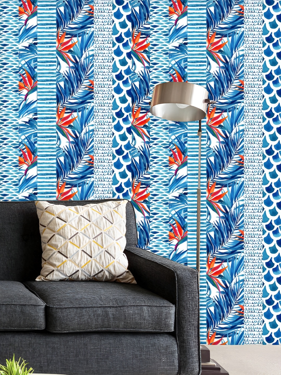 

ArtzFolio Printed UV-Resistant Anti-Bacterial Watercolor Striped Waves Peel & Stick Wallpaper, Multi