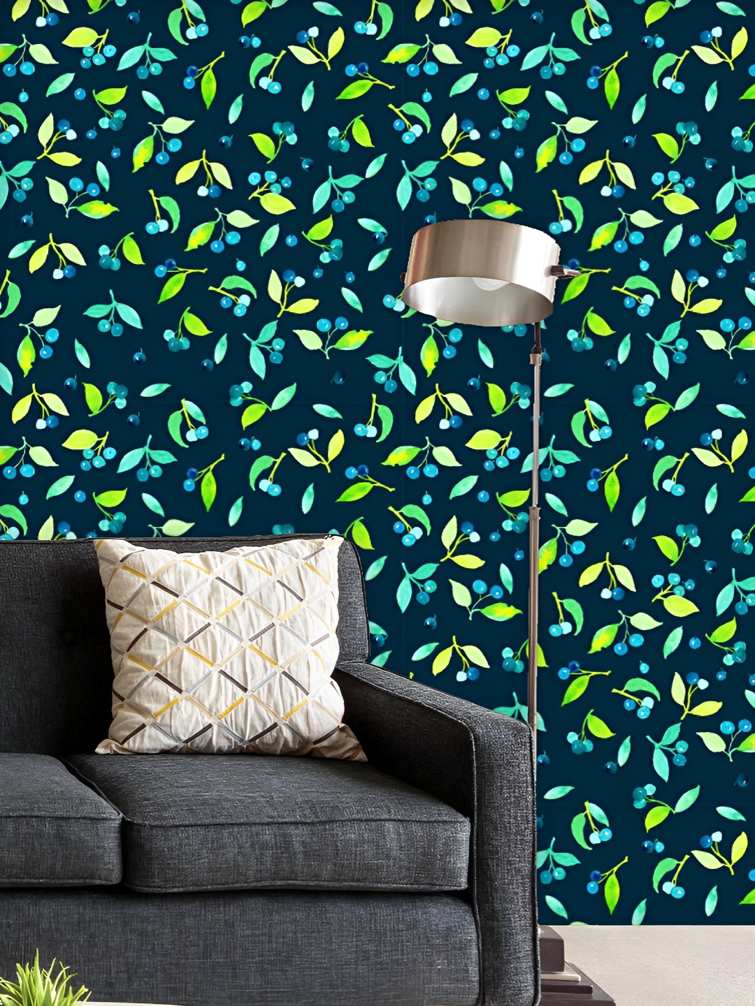 

ArtzFolio Printed UV-Resistant Anti-Bacterial Leaves With Berries Peel & Stick Wallpaper, Multi