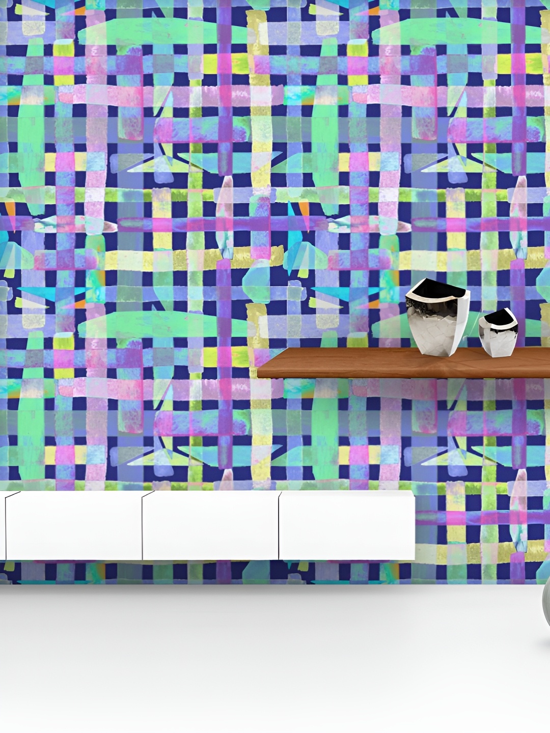 

ArtzFolio Printed UV-Resistant Anti-Bacterial Indigo Blue Kaleidoscope Cross Peel & Stick Wallpaper, Multi