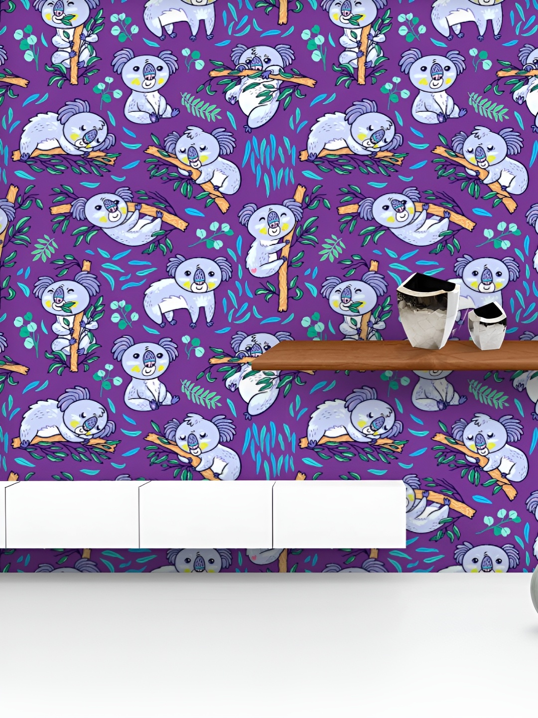 

ArtzFolio Printed UV-Resistant Anti-Bacterial Koalas Eucalyptus Pattern Peel & Stick Wallpaper, Multi