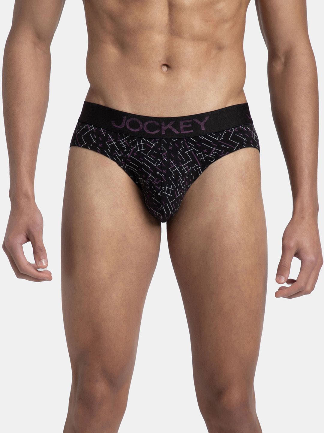 

Jockey Super Combed Cotton Elastane Stretch Printed Brief with Ultrasoft Waistband - FP22, Black