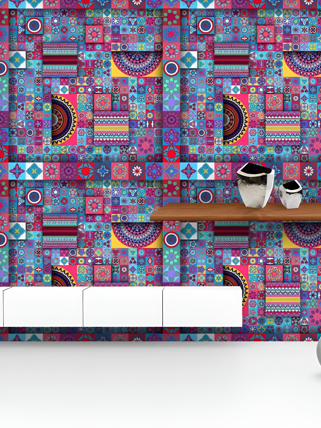

ArtzFolio Printed UV-Resistant Anti-Bacterial Vintage Floral Mandala Peel & Stick Wallpaper, Multi