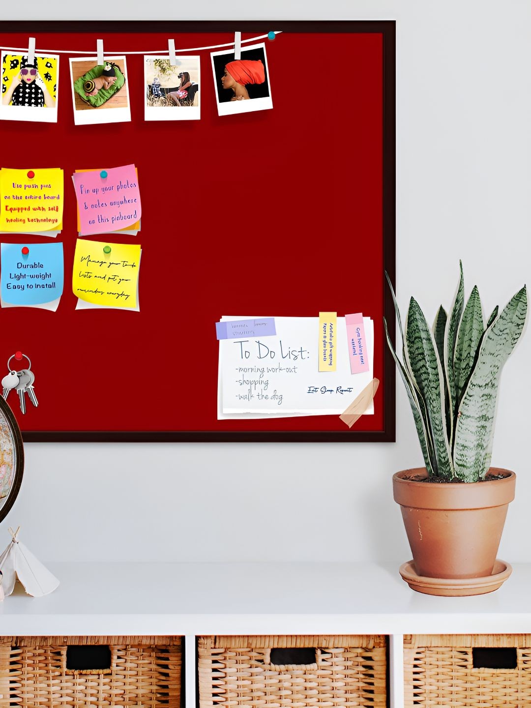 

ArtzFolio Wooden Notice Pin Board, Red