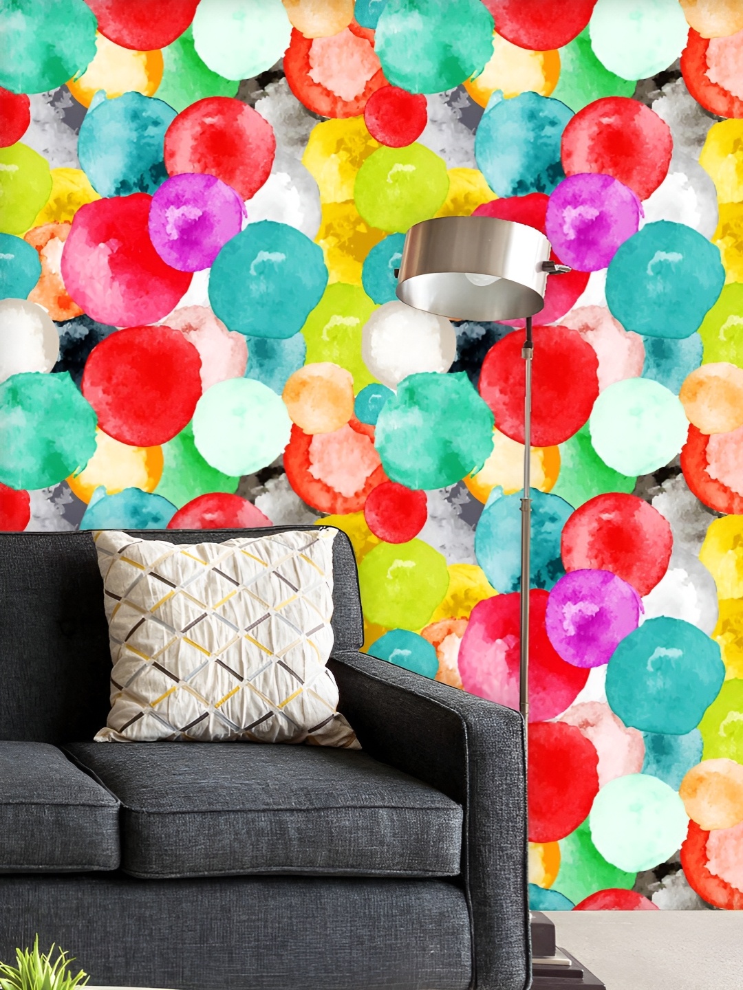 

ArtzFolio Printed UV-Resistant Anti-Bacterial Hand Drawn Circles Peel & Stick Wallpaper, Multi