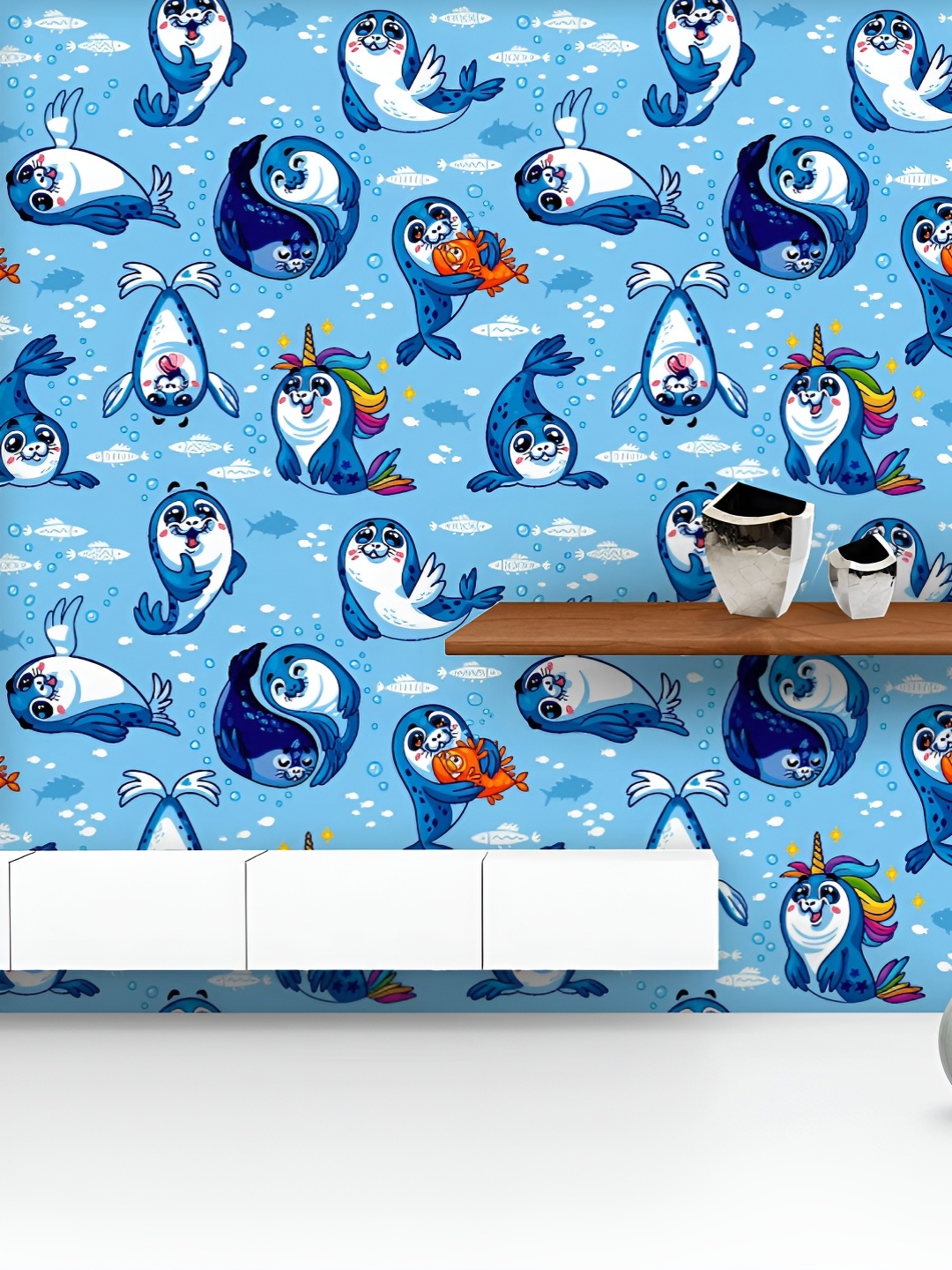 

ArtzFolio Printed UV-Resistant Anti-Bacterial Cartoon Seal Peel & Stick Wallpaper, Multi