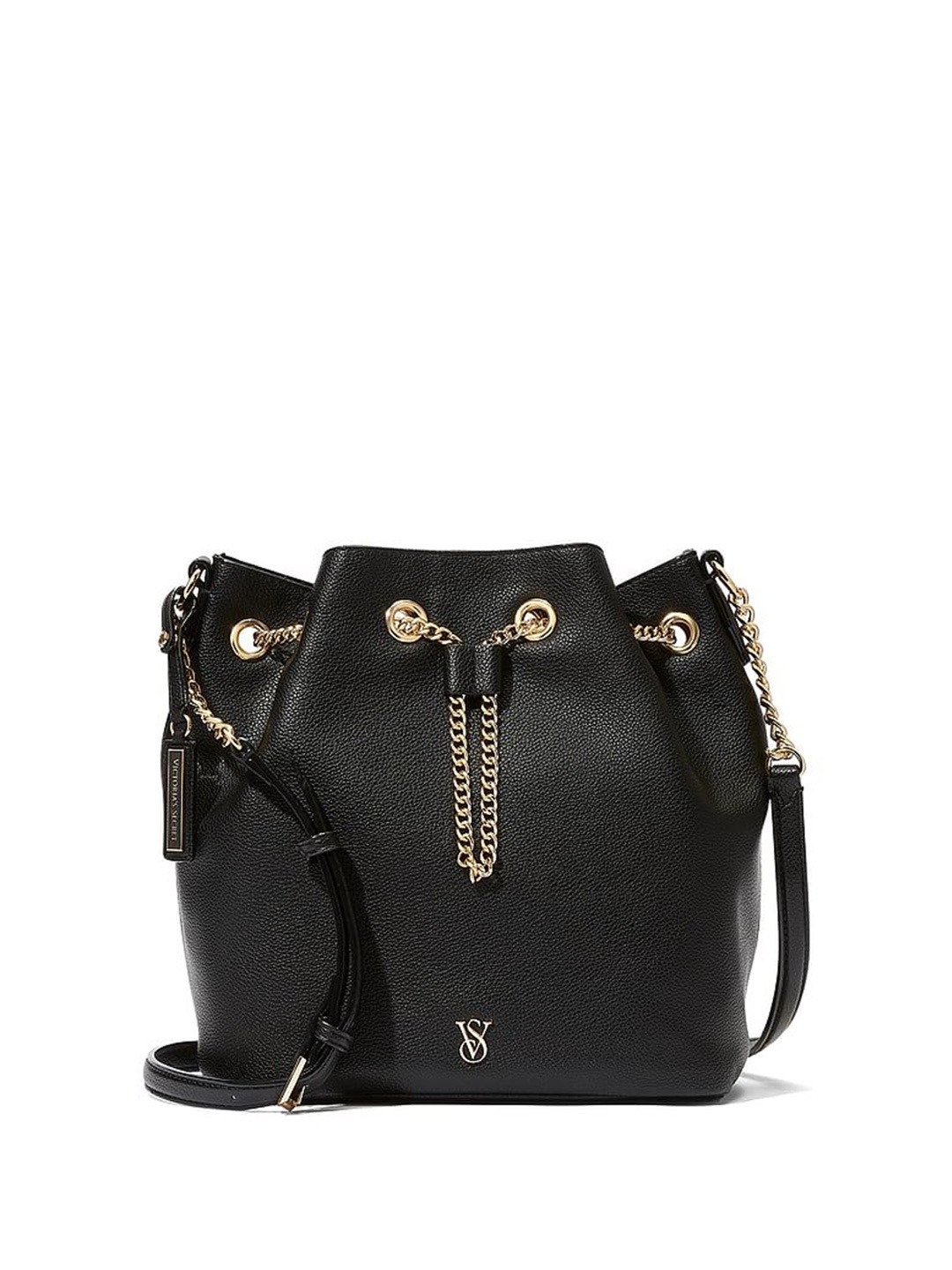 

Victoria's Secret PU Bucket Sling Bag with Tasselled, Black