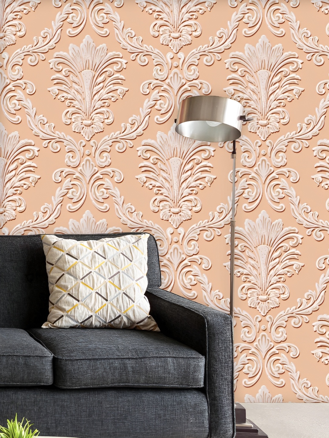 

ArtzFolio Printed UV-Resistant Anti-Bacterial Damask Texture Peel & Stick Wallpaper, Multi