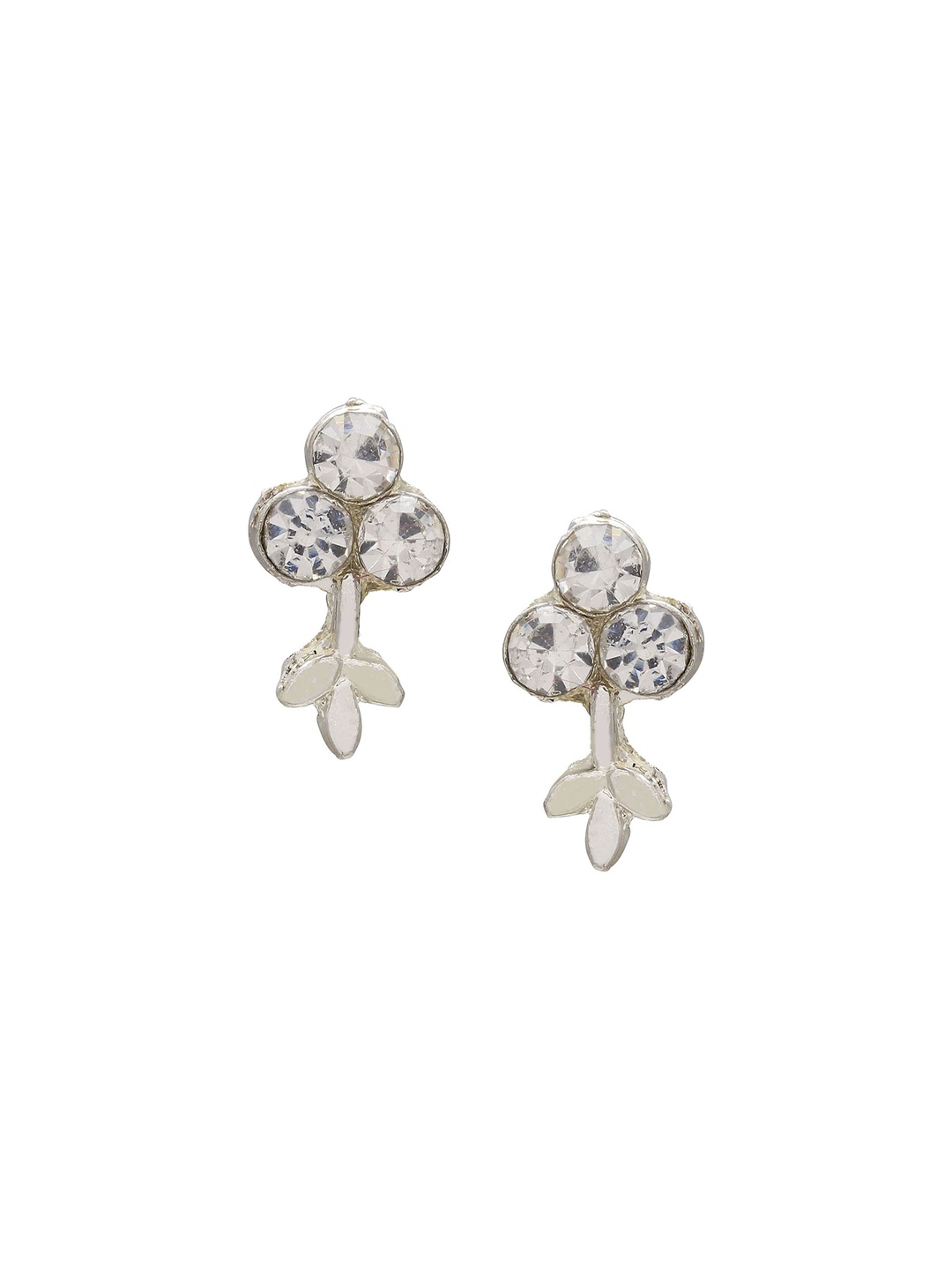 

MEMOIR Silver-Plated Leaf Shaped Cubic Zirconia Drop Earrings