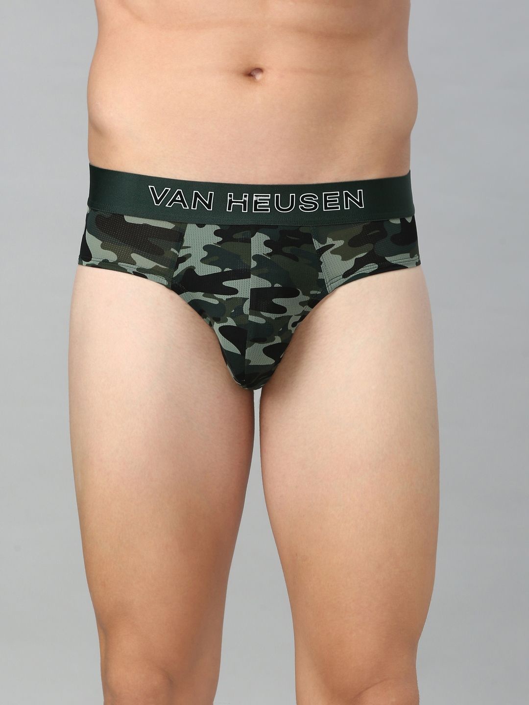 

Van Heusen Men Camo Allover Print Swift Dry Flexi Stretch AIR Series Active Brief, Green