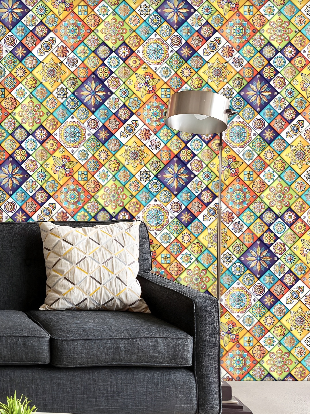 

ArtzFolio Printed UV-Resistant Anti-Bacterial Vintage Motifs Art Peel & Stick Wallpaper, Multi