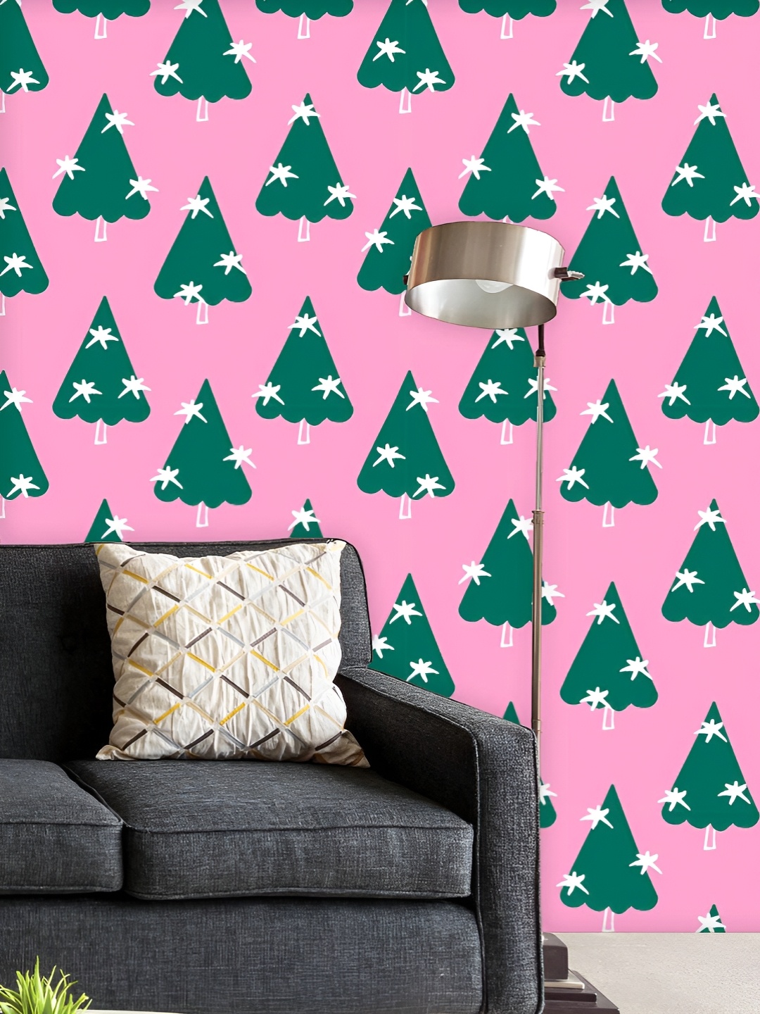 

ArtzFolio Printed UV-Resistant Anti-Bacterial Hand-Drawn Christmas Trees Peel & Stick Wallpaper, Multi