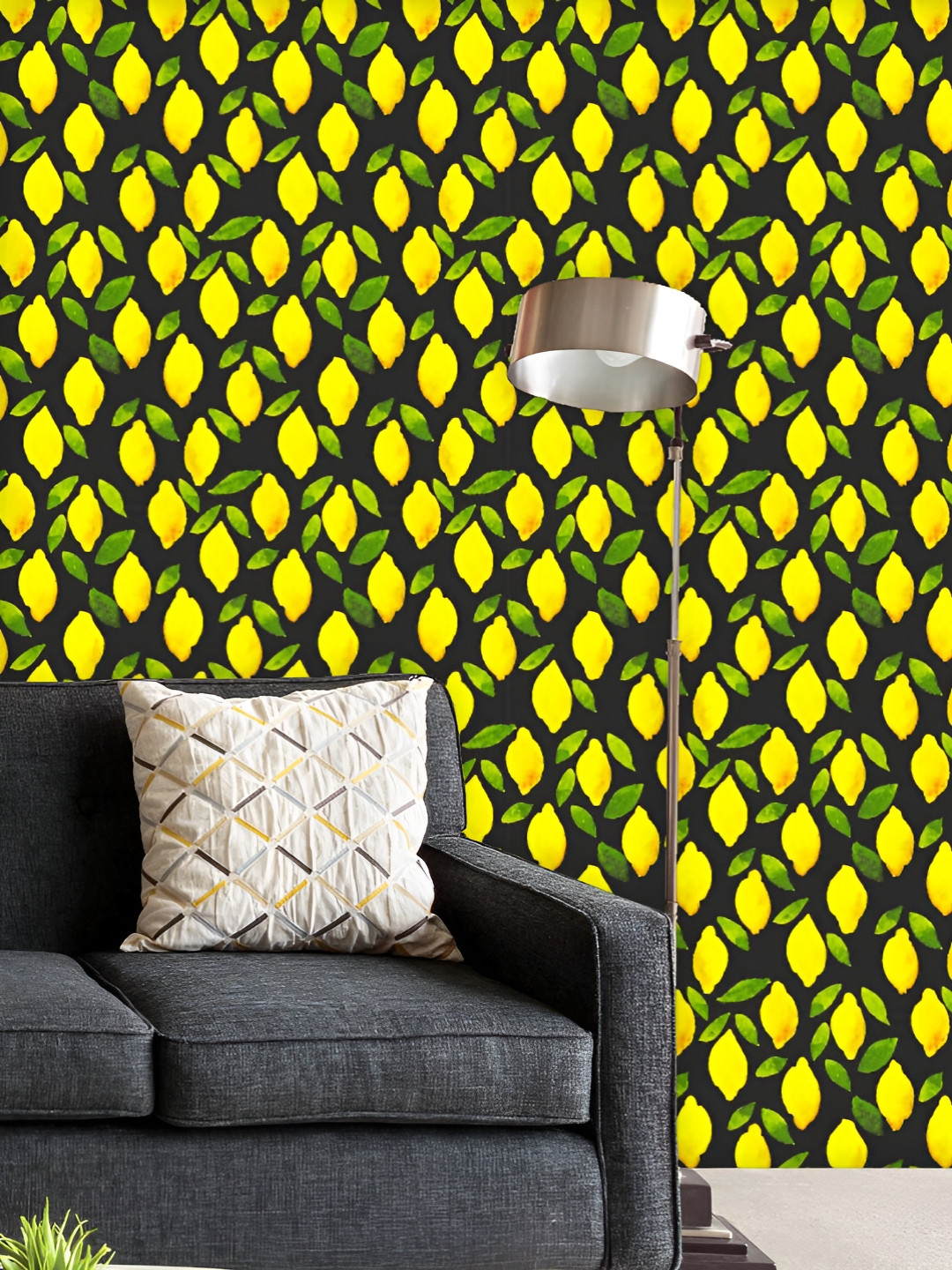 

ArtzFolio Printed UV-Resistant Anti-Bacterial Watercolor Lemon Peel & Stick Wallpaper, Multi