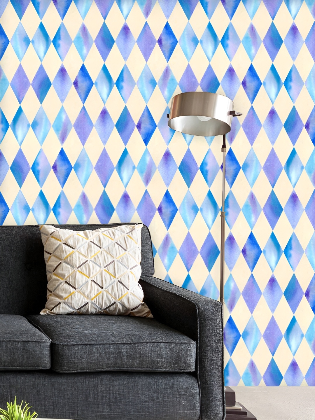 

ArtzFolio Printed UV-Resistant Anti-Bacterial Blue Geometric Pattern Peel & Stick Wallpaper, Multi