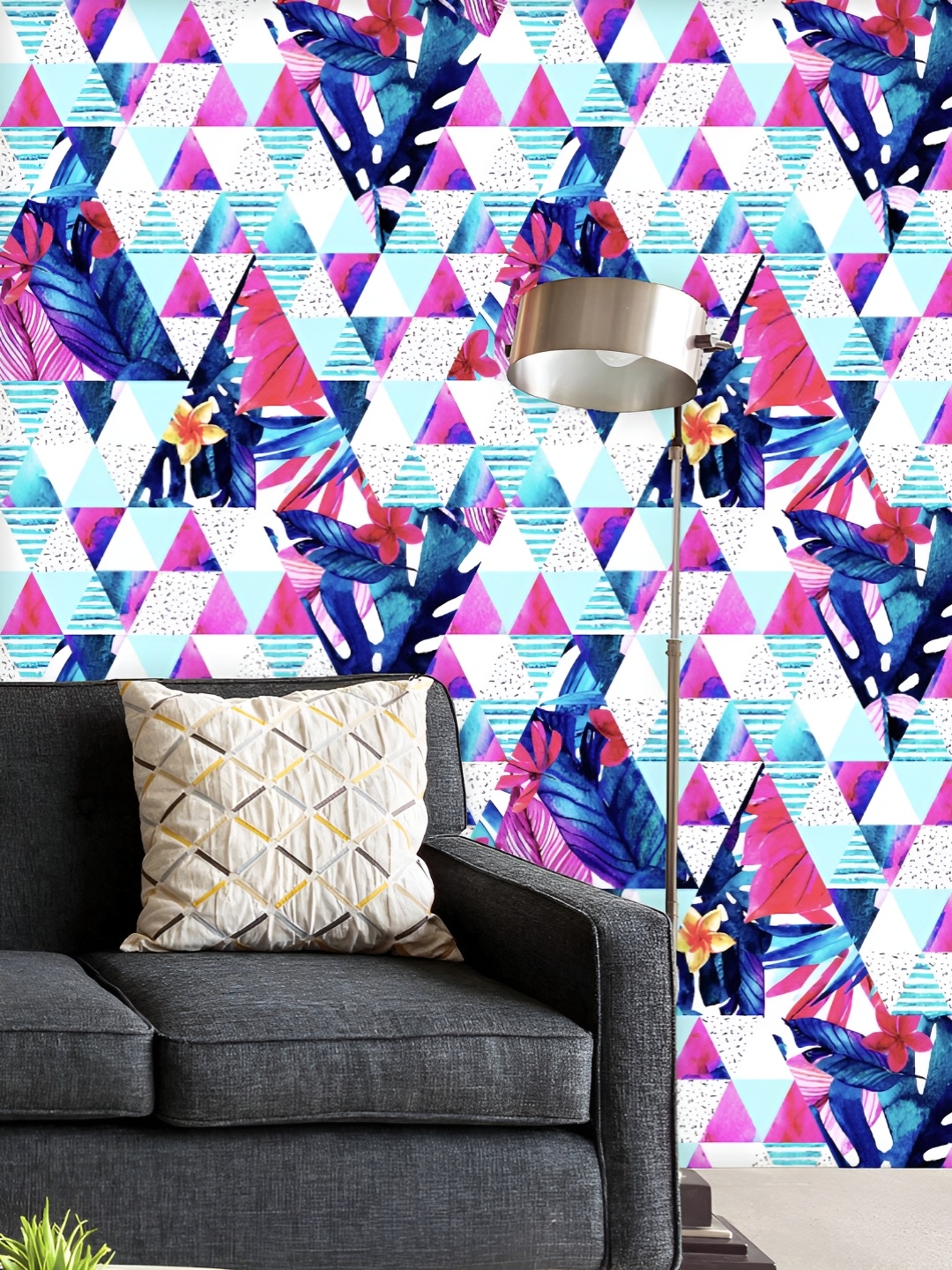 

ArtzFolio Printed UV-Resistant Anti-Bacterial Watercolor Geometric Summer Peel & Stick Wallpaper, Multi