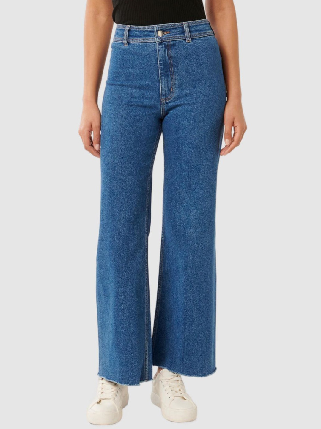 

Forever New Women Wide Leg High-Rise Stretchable Jeans, Blue