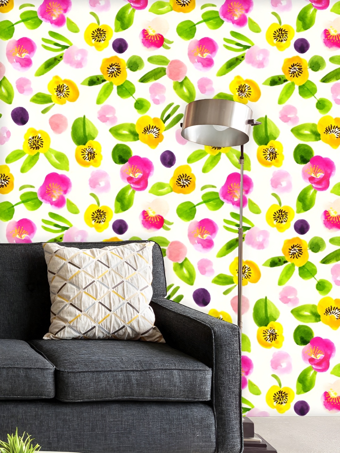 

ArtzFolio Printed UV-Resistant Anti-Bacterial Watercolor Floral Pattern Peel & Stick Wallpaper, Multi