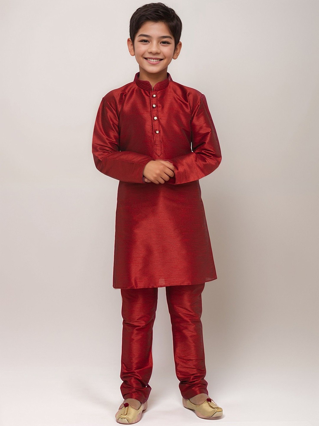 

DEVOILER Boys Mandarin Collar Straight Kurta, Maroon