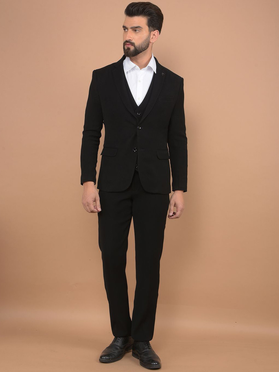 

Canary London Men Slim-Fit Single-Breasted Three-Piece Suit, Black
