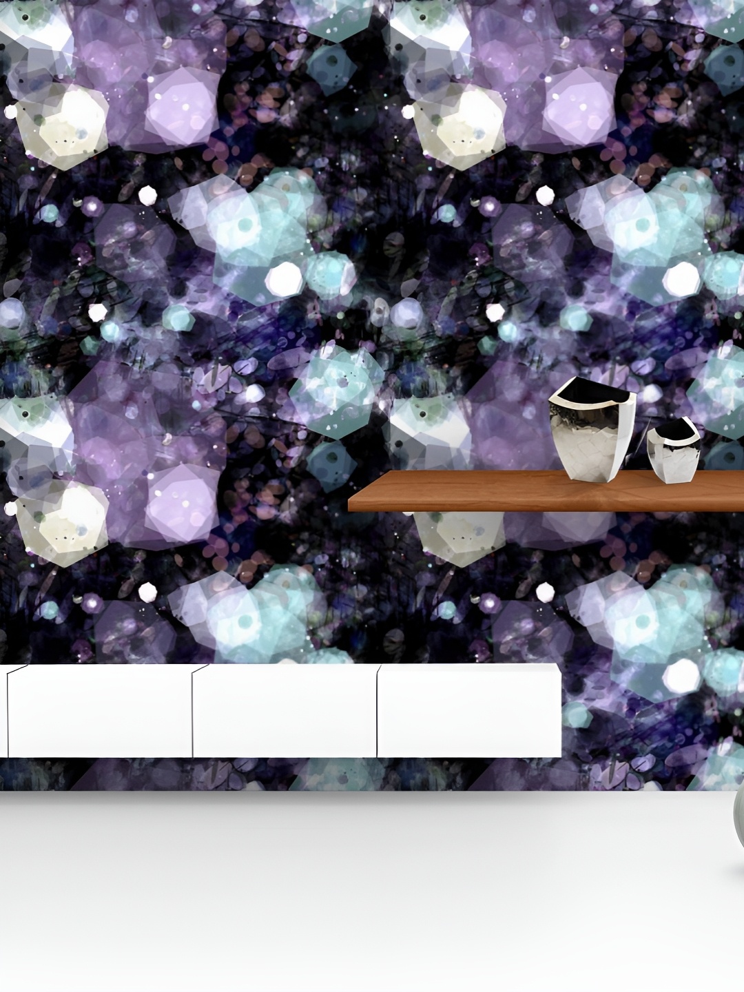 

ArtzFolio Printed UV-Resistant Anti-Bacterial Dark Shiny Bubbles Peel & Stick Wallpaper, Multi