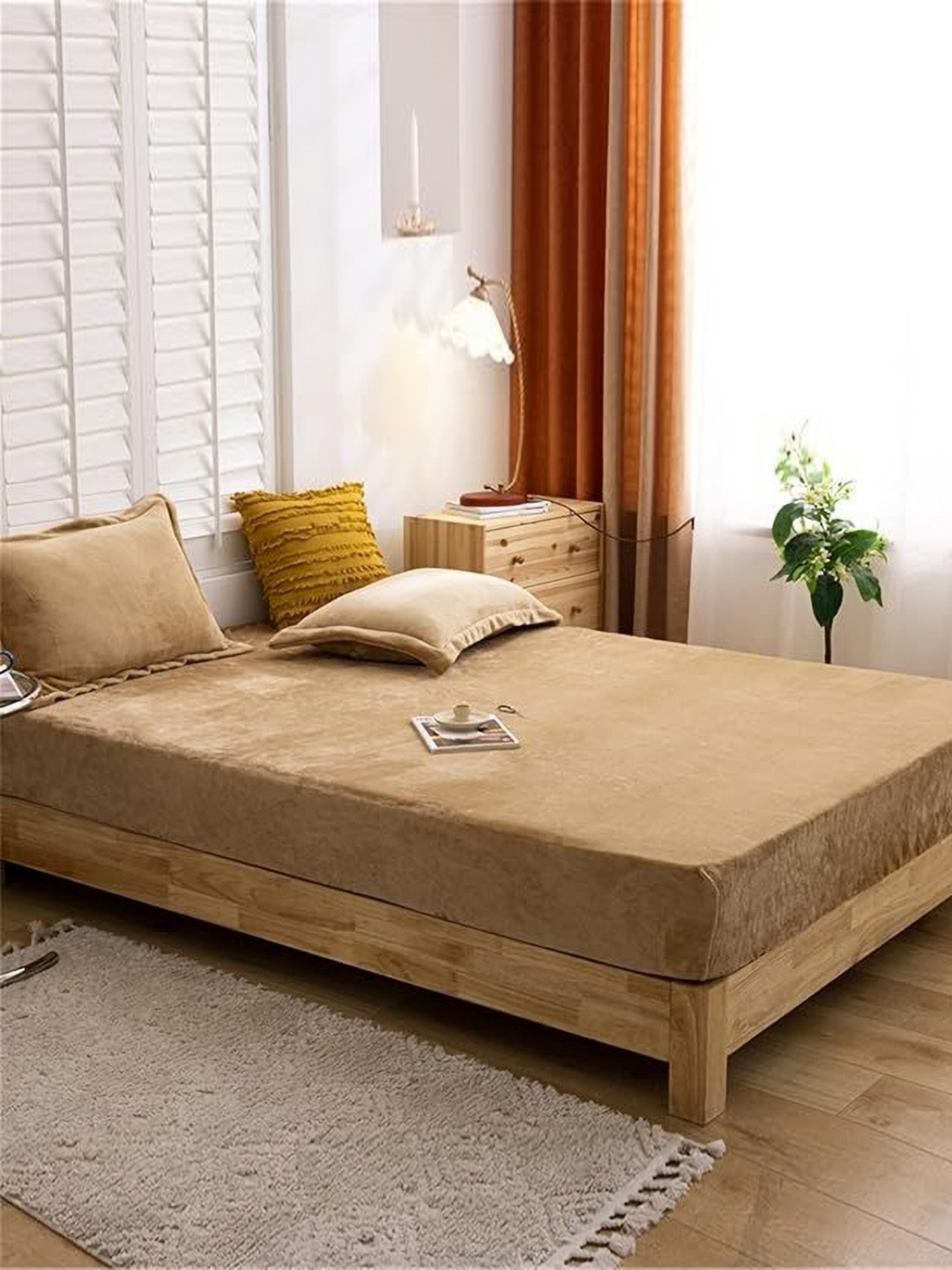 

BREVARD Camel Brown 210 TC Single Bedsheet with 1 Pillow Covers