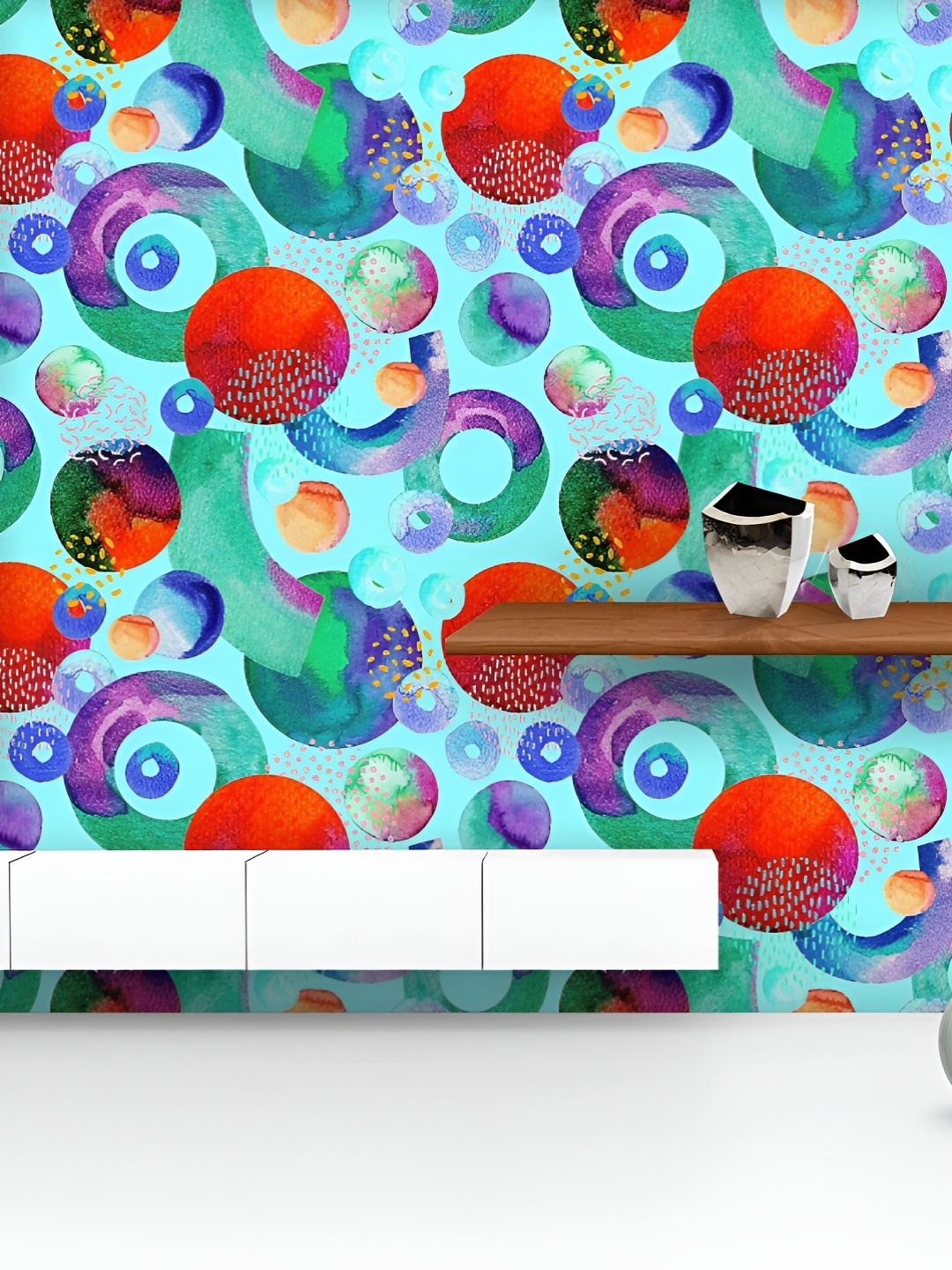 

ArtzFolio Printed UV-Resistant Anti-Bacterial Artistic Watercolor Shapes Peel & Stick Wallpaper, Multi